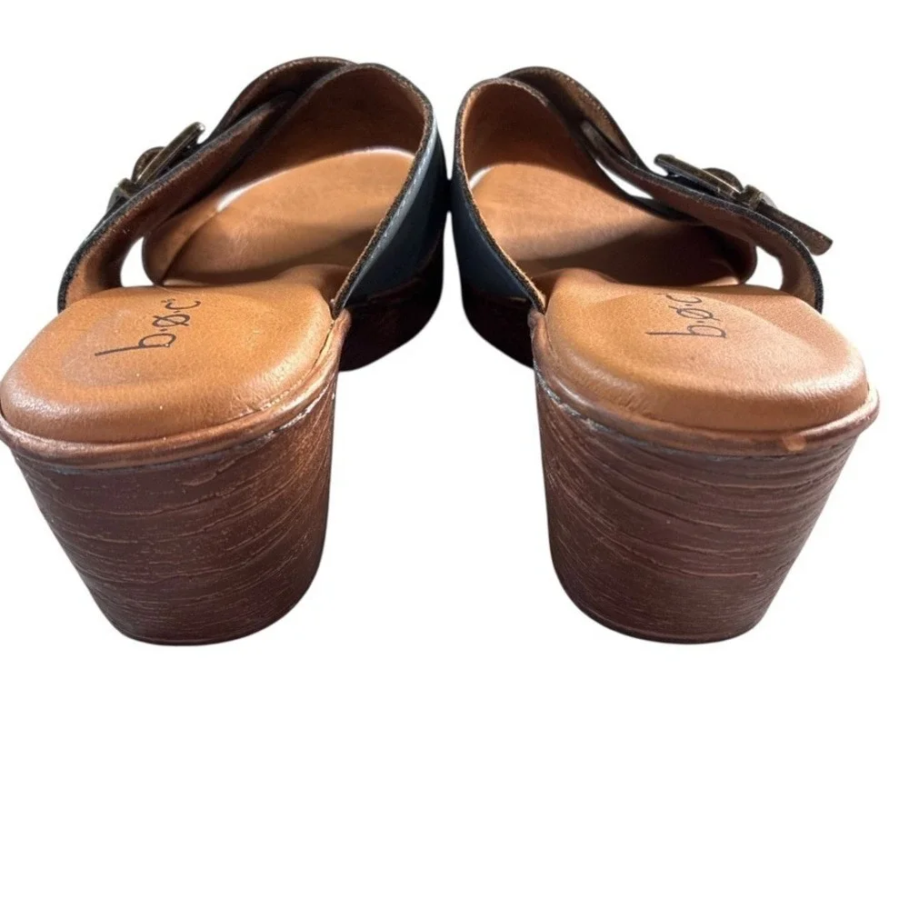 BOC Cross Band Strap Sandals Blue Suede Faux Leather Wedge Heel‎ Women's Sz.9M - Picture 11 of 14